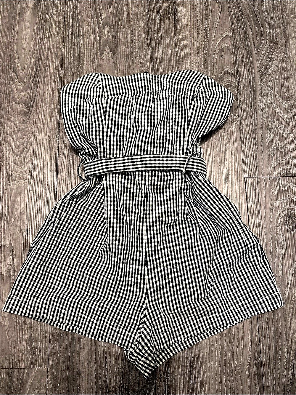Dynamite Gingham Romper in Black & White